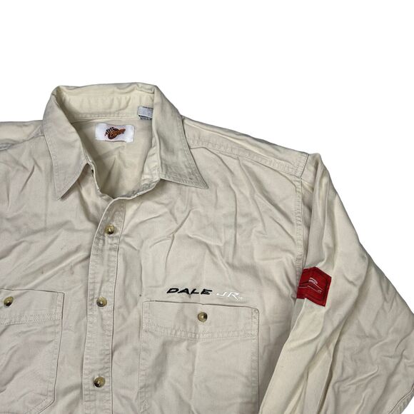 Winner's Circle Dale Earnhardt Jr Button Up Long Sleeve Shirt FLAW Light Tan XL - Picture 3 of 8